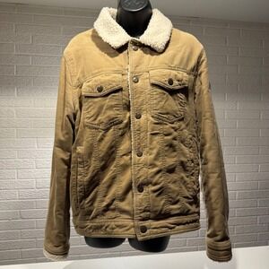 Guess Corduroy Sherpa Collar Jacket Mens Medium Trucker Tan Coat